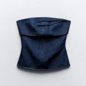 NWT Zara Denim Strapless Top